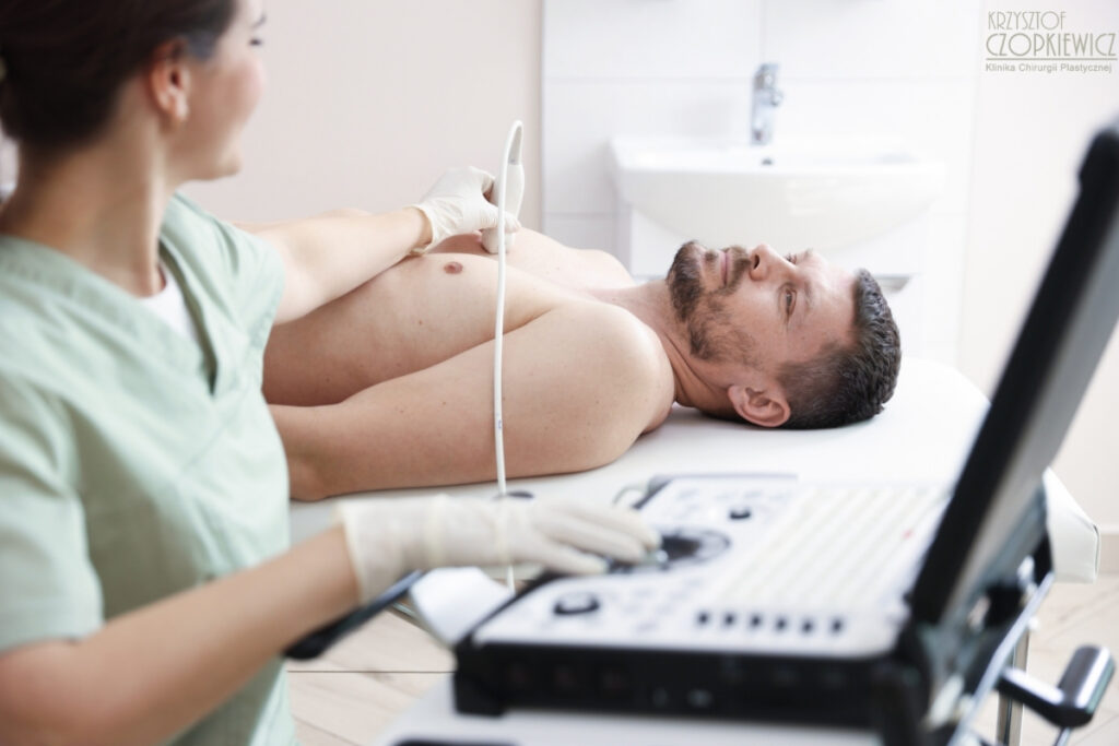 USG gruczołu piersiowego mężczyzny